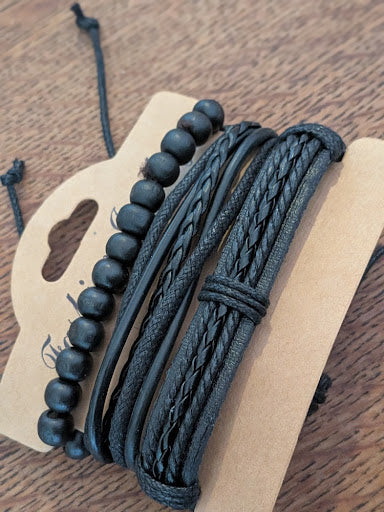 Bracelet Homme Multi-Rangs Cuir & Bois — Modèle Surprise / Aléatoire