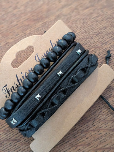 Bracelet Homme Multi-Rangs Cuir & Bois — Modèle Surprise / Aléatoire