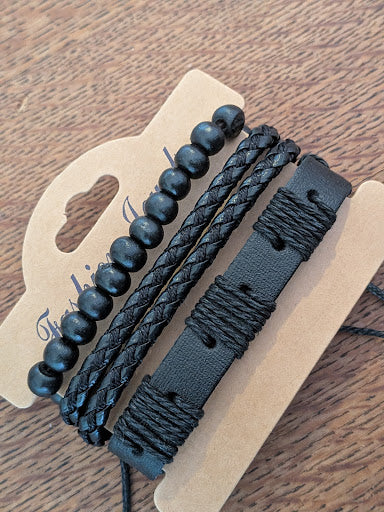 Bracelet Homme Multi-Rangs Cuir & Bois — Modèle Surprise / Aléatoire