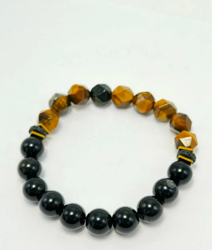 Bracelet Œil de Tigre & Onyx vue de face
