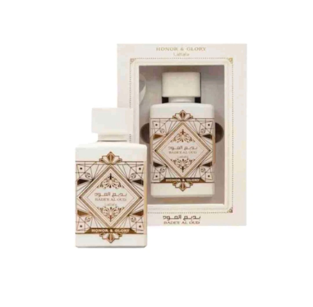 Lattafa Badee Al Oud Honor & Glory Eau de Parfum 100ml flacon blanc or