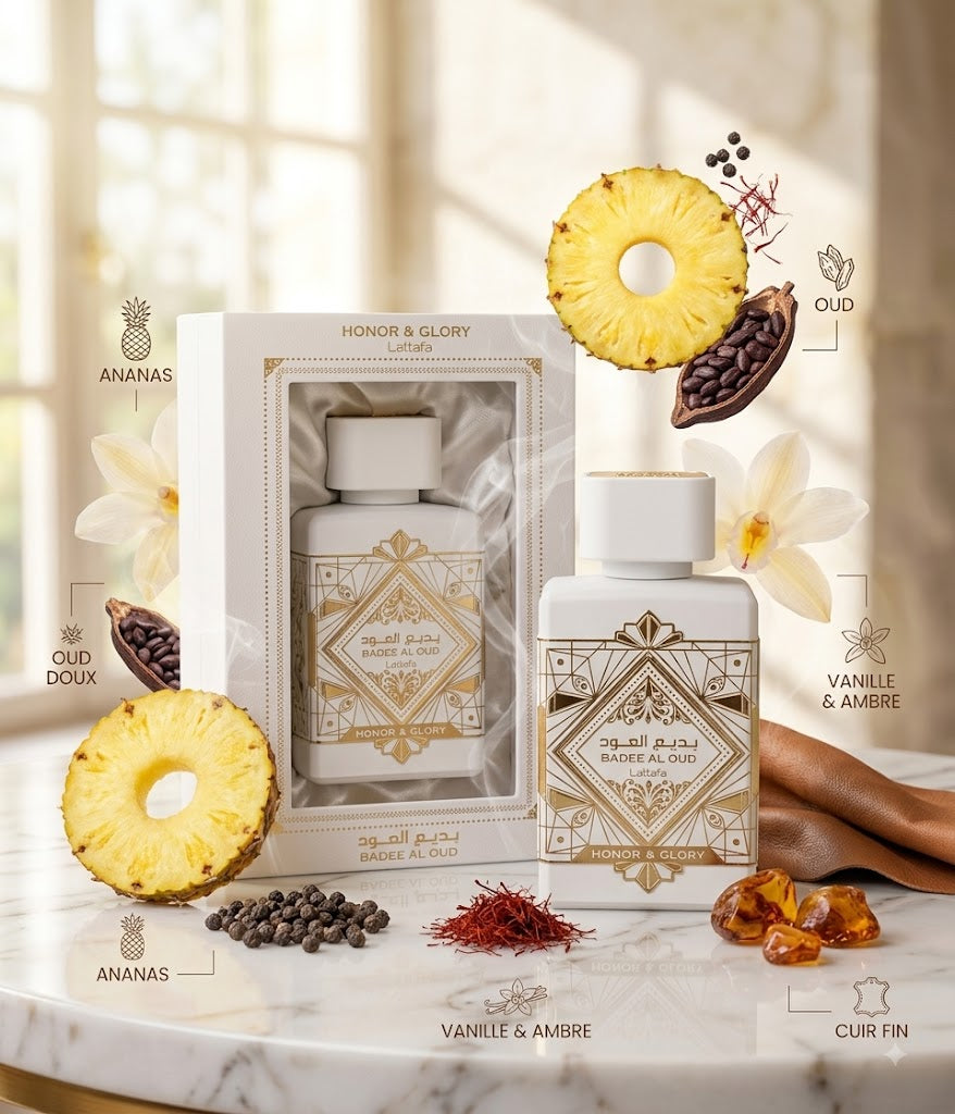 Lattafa Badee Al Oud Honor & Glory notes ananas oud vanille ambre cuir