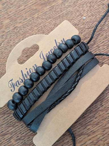 Bracelet Homme Multi-Rangs Cuir & Bois — Modèle Surprise / Aléatoire